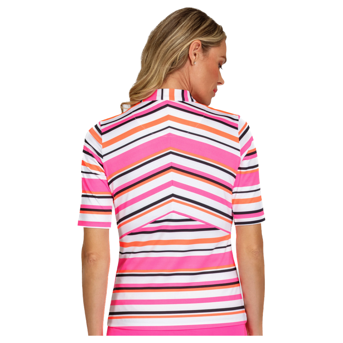 Tail Sportswear Colette Elbow Sleeve V-Mock Sherbert Stripe