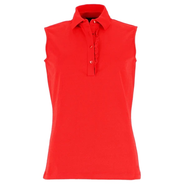 Cherie Collection Ruffles Sleeveless Polo Red
