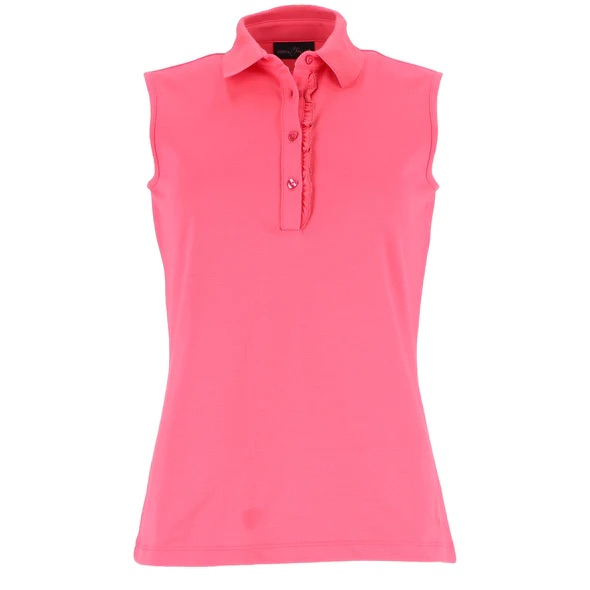 Cherie Collection Ruffles Sleeveless Polo Pink