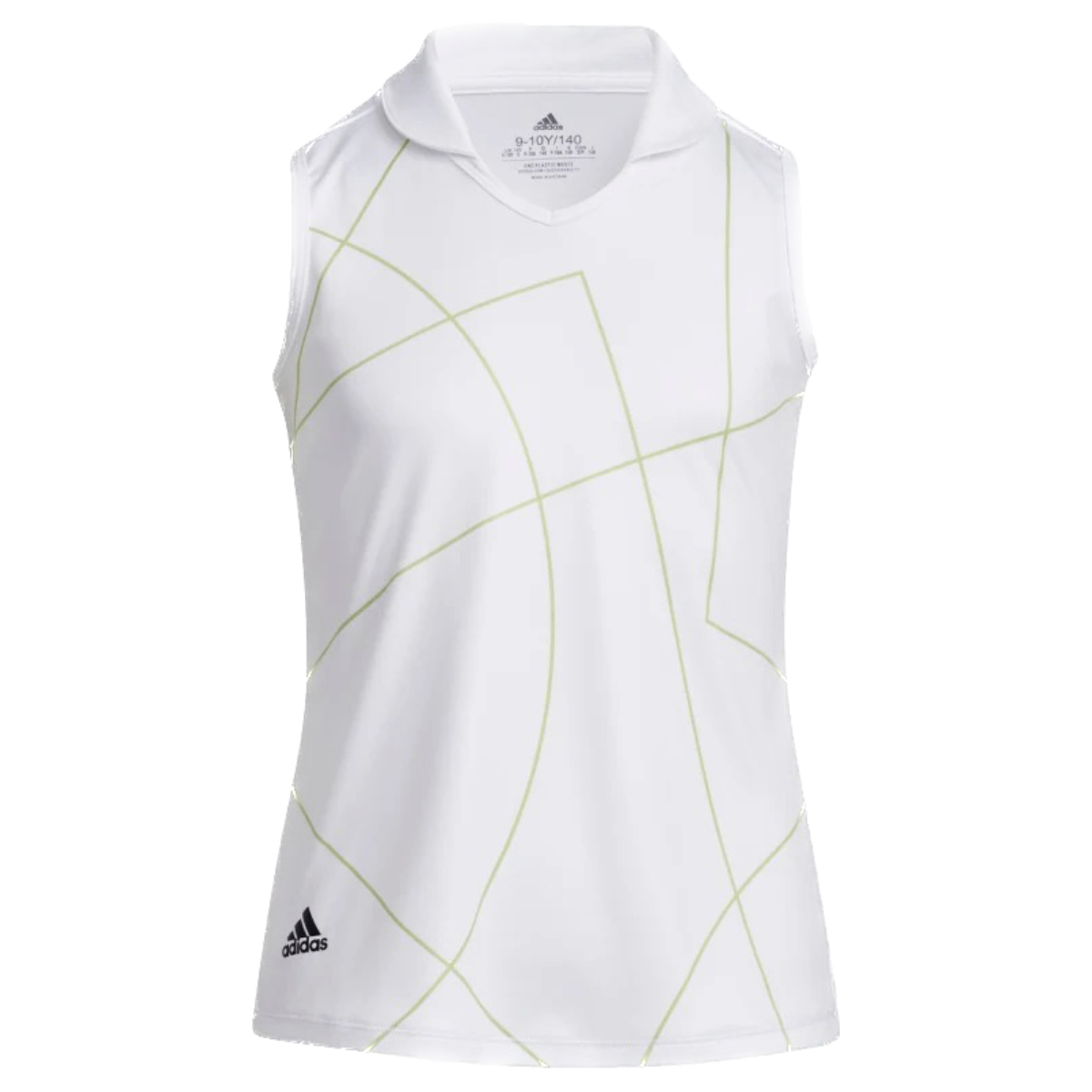 Adidas Girls Sleeveless Polo Lime/White